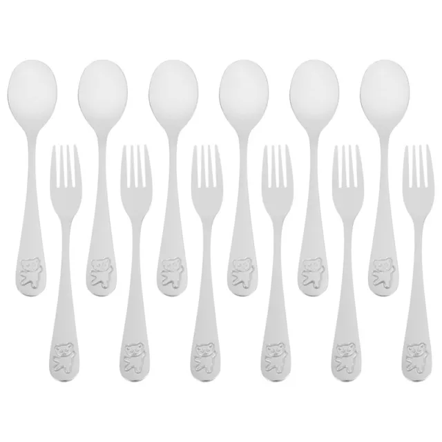 5X(12 Pieces Kids Silverware Stainless Steel Children's  Flatware Little9422