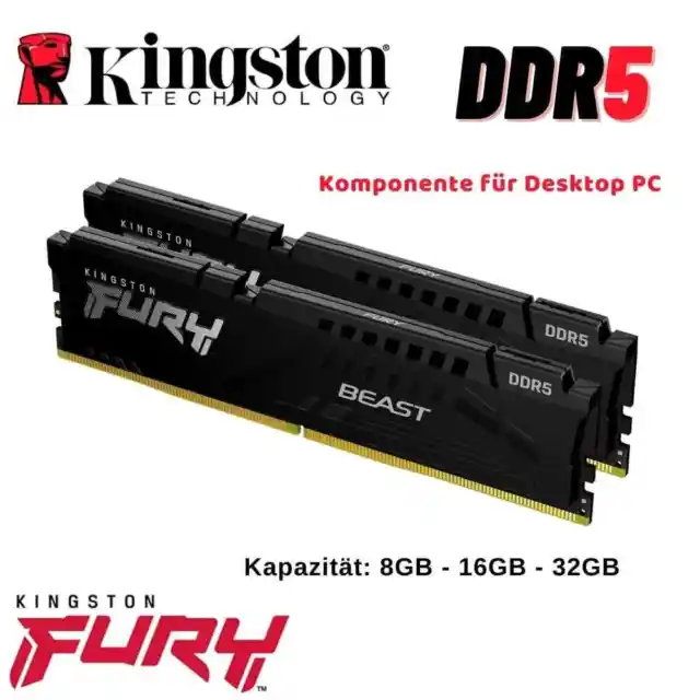 Arbeitsspeicher DDR5 Ram Kingston FURY Beast 8GB 16GB 32GB Gaming PC Desktop