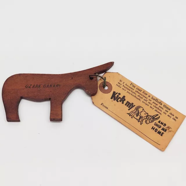 Vtg 'I'm from Missouri' Ozark Canary Tourist Souvenir Wooden Donkey Gag Gift