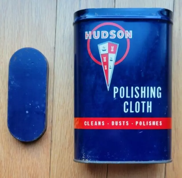 VINTAGE HUDSON MOTOR Car Polishing Cloth Can Tin - GREAT CONDITION $59. ...