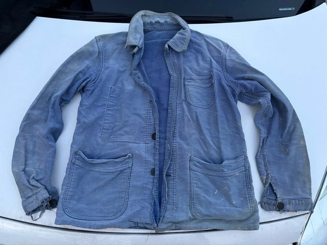 ANCIENNE VESTE TRAVAIL Bleu Le Mont St Michel Top Patine Paysan Ouvrier