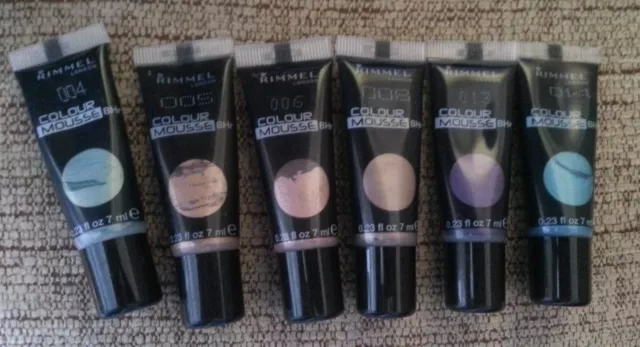 RIMMEL LONDON COLOUR MOUSSE 8hr EYE SHADOW - NEW 7ml tube purple blue green
