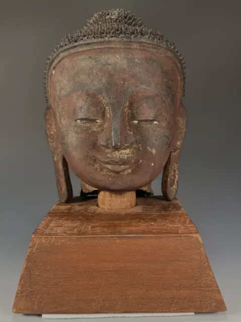 Burma Burmese Lacquer Shan Head of the Buddha Inlay Eyes ca. first Half 19th c. 2