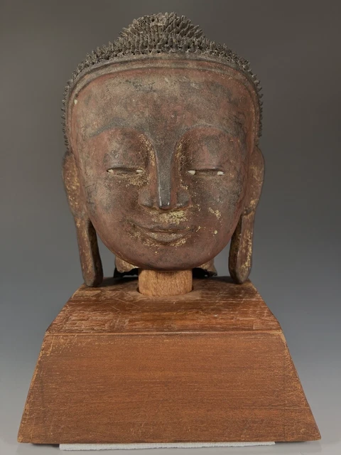 Burma Burmese Lacquer Shan Head of the Buddha Inlay Eyes ca. first Half 19th c. 2