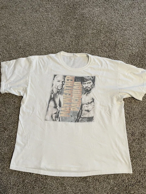 Floyd Mayweather Manny Pacquiao Shirt Mens XL White Boxing Fight Graphic 2015