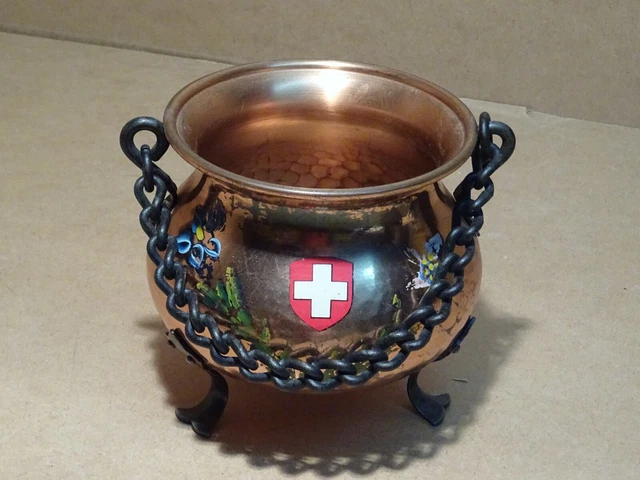 CHAUDRON CUIVRE ANCIEN Poignee Fer Forge Jus De Grange A Nettoyer Deco Cheminee EUR 40,00 - FR