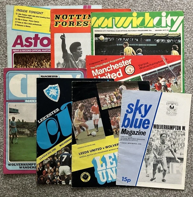 WOLVERHAMPTON WANDERERS / Wolves 8 Away programmes 1977/78 £1.75