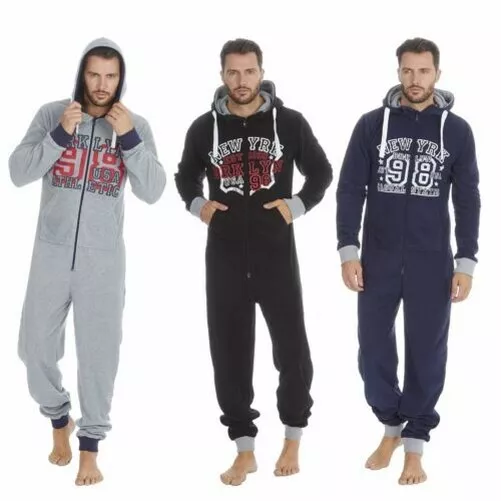 Hombre para Acurrucarse Cálido Polar Capucha Cremallera 1Onesie Todo En Pijamas