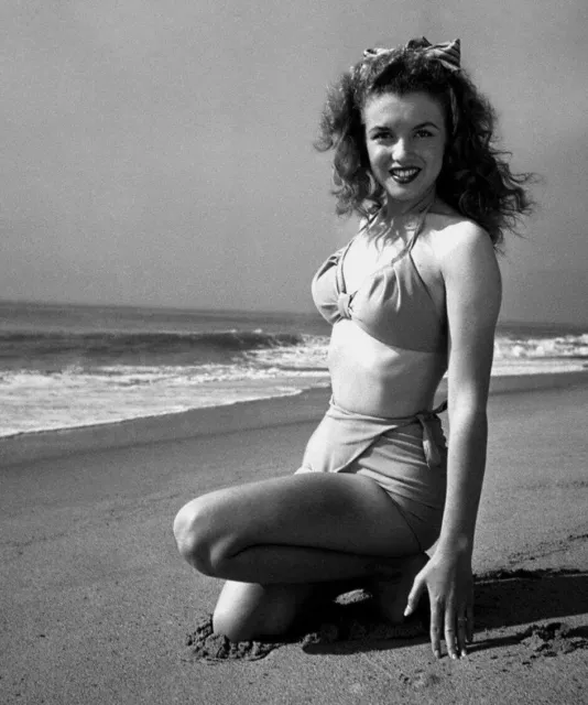 Marilyn Monroe Young Norma Jean Baker On Beach  8x10 PRINT PHOTO