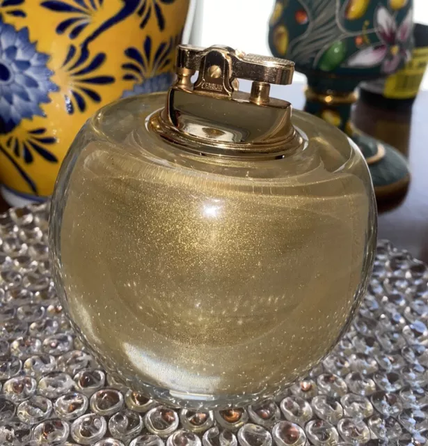 Vintage Murano Glass Table Lighter Gold Flecks  Heavy BEAUTIFUL! Penguin Insert