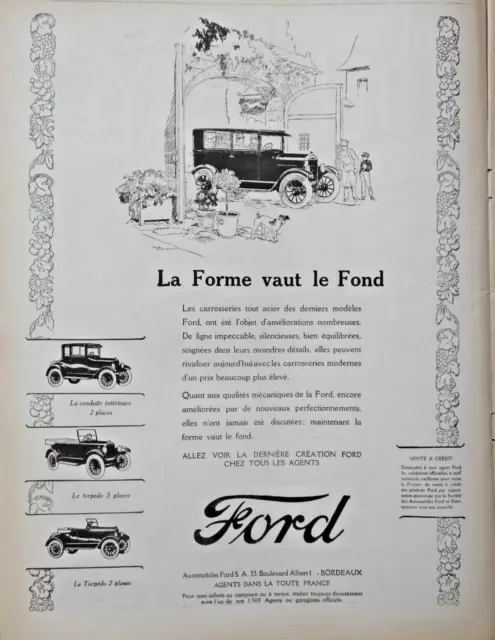 1926 FORD Automotive PRESS ADVERTISEMENT Shape Is Worth the Bottom