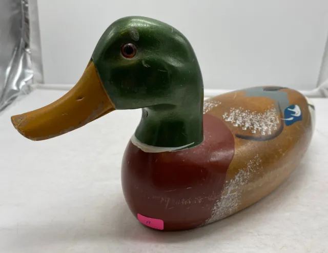 Mallard Duck Wood Hand Carved Wooden Vintage Decoy 14"x6"x4" duck A