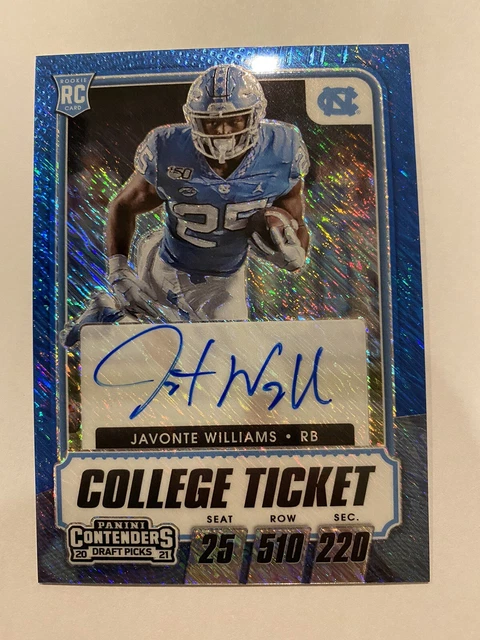 JAVONTE WILLIAMS FOTL BLUE SHIMMER RC 2021 Contenders Draft AUTO /27 Broncos