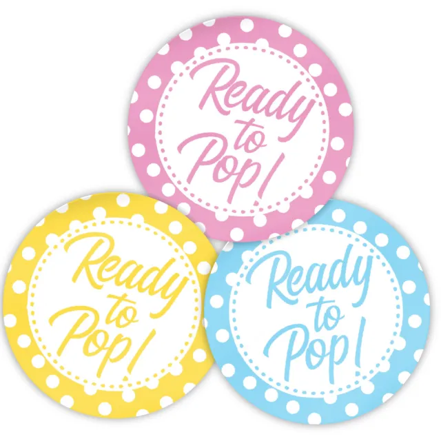 144 Baby Shower Stickers Ready To Pop 30mm Party Celebration Favour Labels