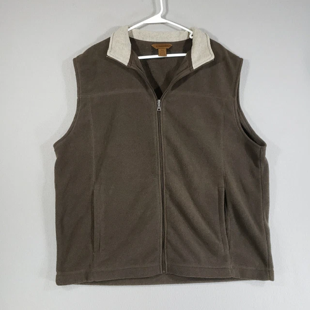 St Johns Bay Vest Mens XL Brown Fleece Full Zip Pockets
