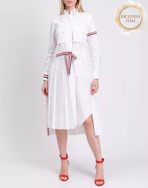 RRP€1750 THOM BROWNE 2in1 Norfolk Shirt Dress IT38 US2 XS Pleated Made in Italy