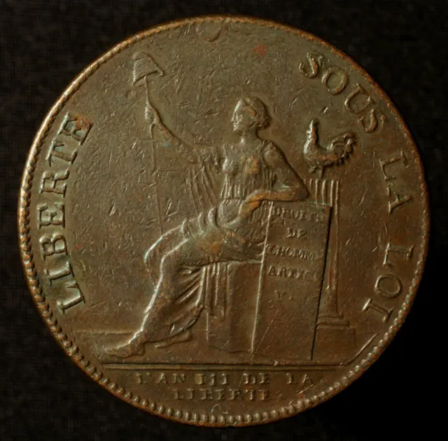 Frankreich, Kupfer - Monneron du 2 Sols 1791, An 3