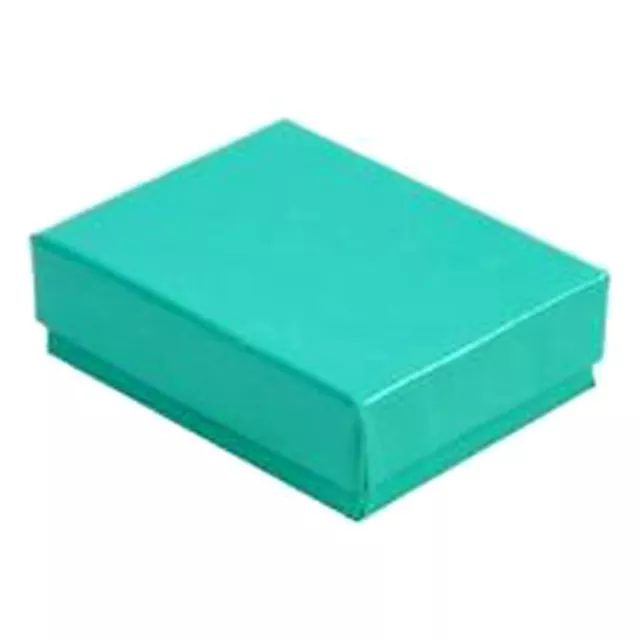 100 Teal Cotton Filled Jewelry Gift Boxes 2 x 1 1/2 x 1/2"