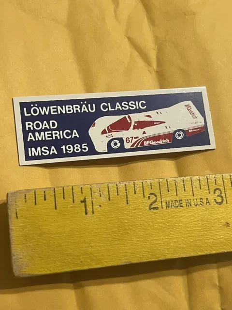 1985 Lowenbrau Classic Road America IMSA Old Vintage Metal Dash Plaque Tag Race