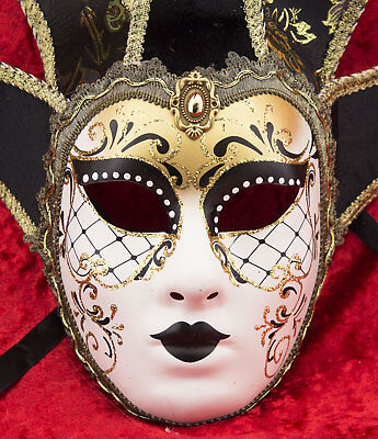 Mask from Venice Volto Jolly Black IN 5 Spikes -disguise And Decoration - 2200 2