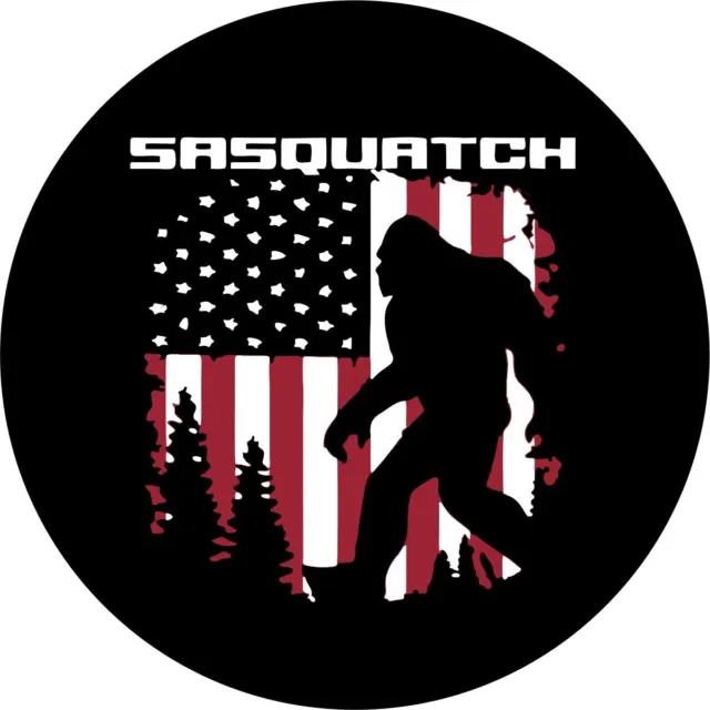 Bigfoot or Sasquatch American Flag Spare Tire Cover for any make, model and size