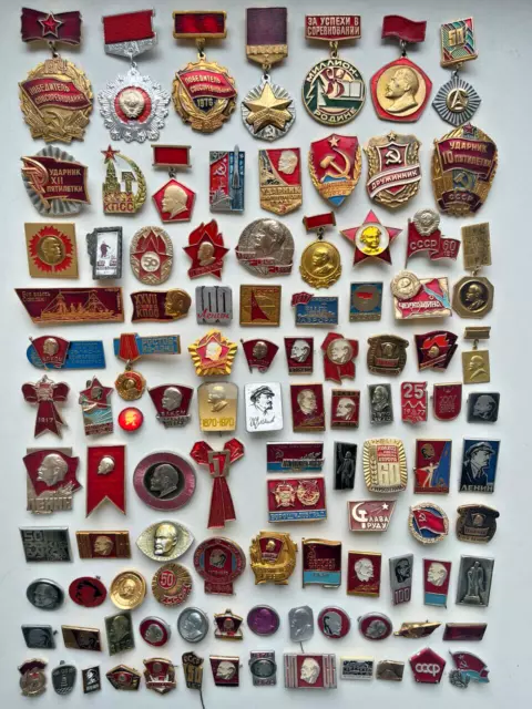 Set 103 Badge Pin USSR Russia Lenin and Soviet October Revolution