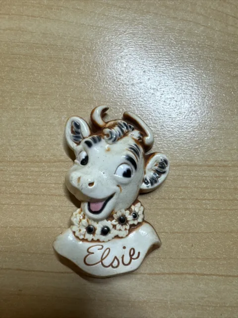 Elsie The Cow Vintage Celluloid Pin Brooch Face Dairy Advertising Borden Dairy
