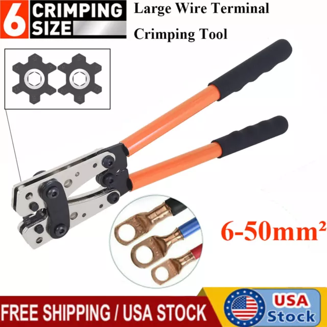 Cable Lug Crimper Cu/Al Terminal Plier Large Wire Terminal Crimping Tool 6-50mm²