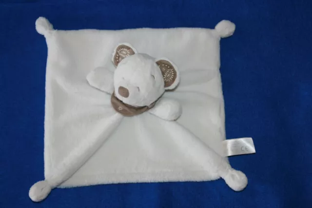 Simba Doudou Ours Plat Blanc Ecru Marron Bandana Marron Excellent Etat