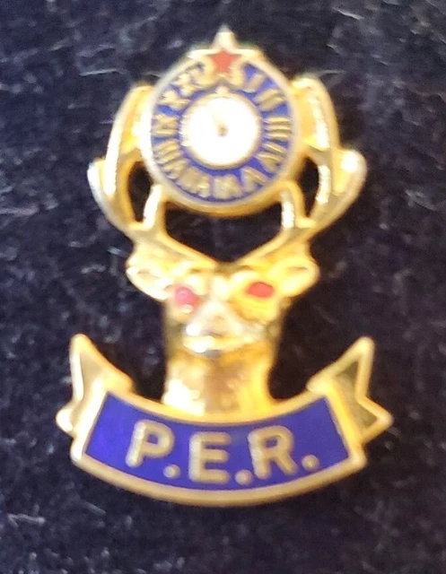 Vintage Elks Lodge Club BPOE  Member P.E.R. Fraternal Lapel Pin Tie Tack Antlers