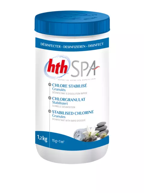 HTH Spa CHLORE STABILISE Granulés - 1,2kg | Chlore Choc Stabilisé