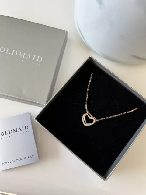 Goldmaid Kette mit Herz Anhänger 925 Sterlingsilber Zirkonia Collier Rosegold