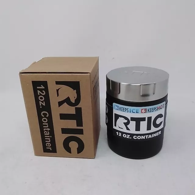 RTIC Double Wall Vacuum Insulated 12oz Food Container Jar Hot Cold Black