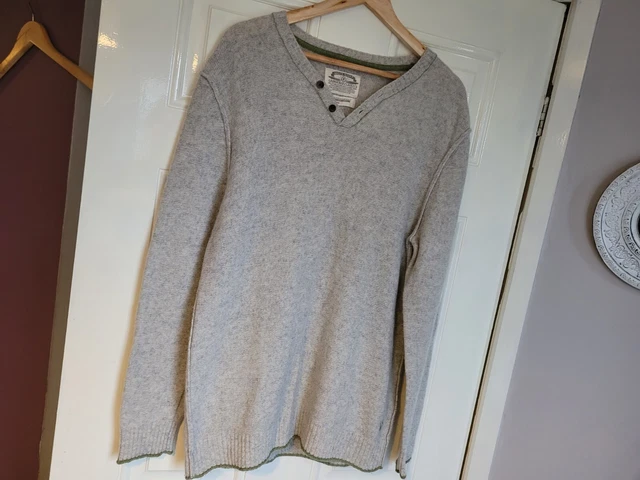 Maglione lana d'agnello roba bianca, classici lavati, ossa, uomo grande