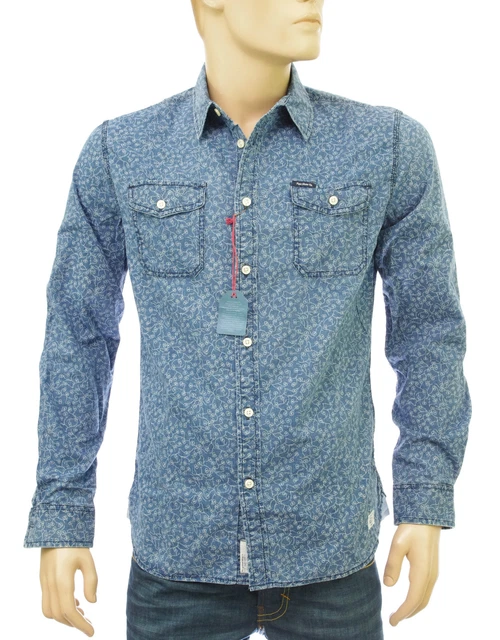 Chemise Homme Pepe Jeans à Carreaux Bleu Indigo - Taille S, 100% Coton - Neuve Avec étiquette