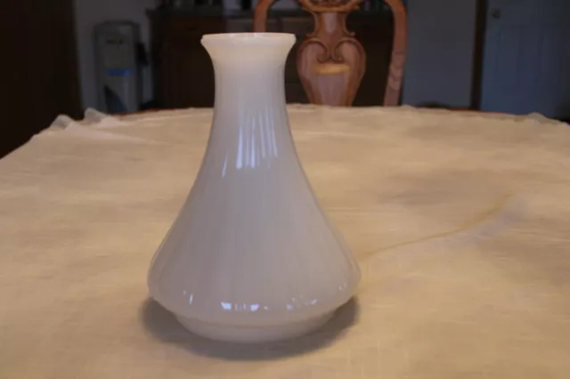 French Antique Opaque Unique White Milk Glass Lamp Globe