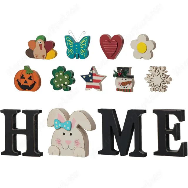 13-Pc Interchangeable HOME Sentiment Seasonal Icons Holiday SIGN Tabletop Decor
