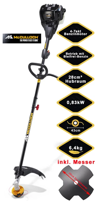 MCCULLOCH MOTORSENSE RASENTRIMMER 43cm Schnittbreite 4Takt Benzin 1