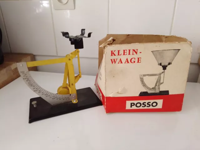 POSSO Ancienne Balance Pèse Lettre produits Vintage jaune avec carton