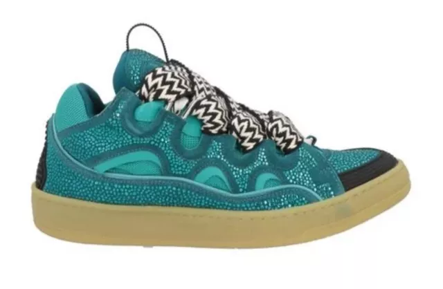 Authentic Blue Rhinestoned Lanvin Curb Sneakers Limited Edition.