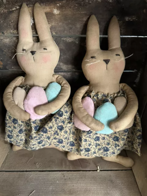 Primitive~Folk Art~Handmade Spring Bunny Easter Rabbit 13”
