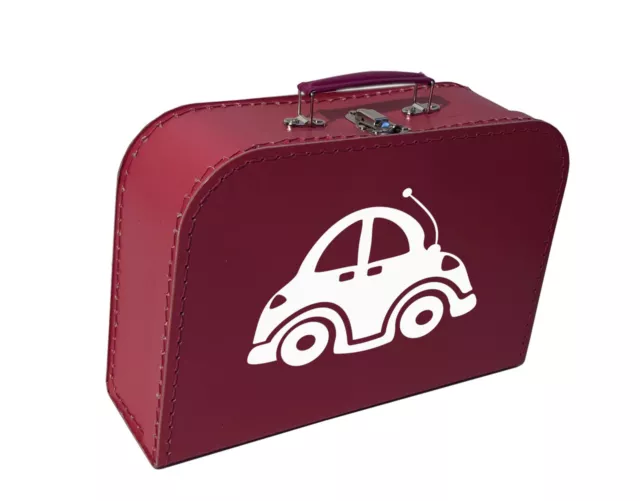 Pappkoffer fuchsia mit Auto - Kinderkoffer für Spielzeug