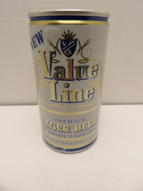 New Value Line Lager Aluminum Pull Tab Beer Can Hamms Brewing San Francisco, Ca.