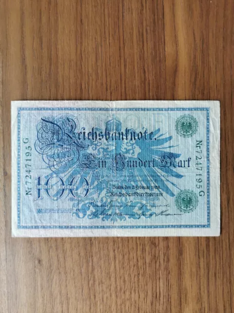 Reichsbanknote 07 Februar 1908 100 Mark