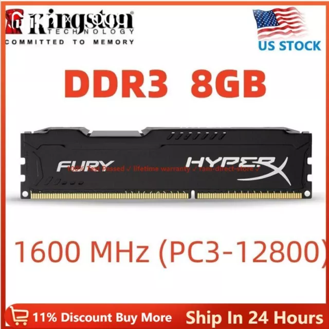 HyperX FURY DDR3 8GB 16GB 32GB 1600 MHz PC3-12800 Desktop RAM Memory DIMM 240pin