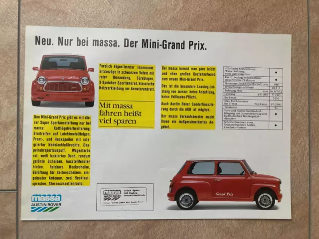 Prospekt Brochure Austin Rover Mini 2