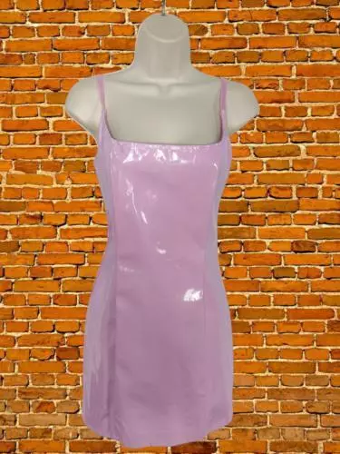 BNWT WOMENS PRETTYLITTLE Thing Baby Pink Pu Bodycon Strappy Dress