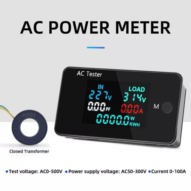 numérique Compteur d'énergie de puissance 6 en 1 Numérique AC Wattmètre