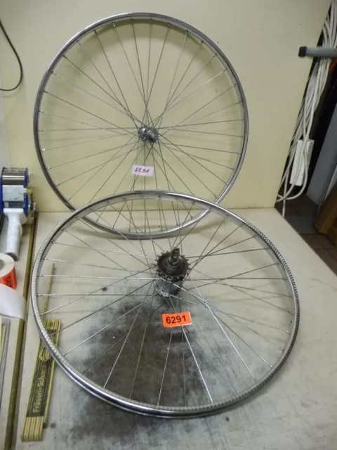 6291. Pair gebr. Bicycle impeller wheels chrome rim 26 x 1.75 with torpedo hub