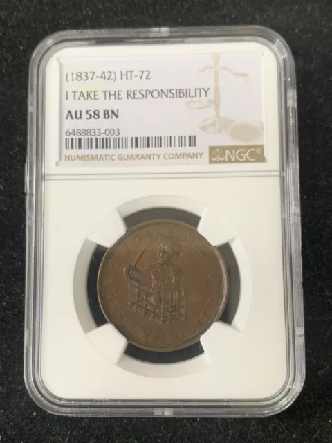 1837-42 Token HT-72 NGC AU58 BN Andrew Jackson Donkey